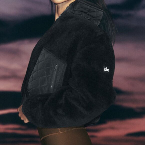 ALO Yoga Jackets & Blazers - Alo Yoga Sherpa Edge Bomber Black Size S